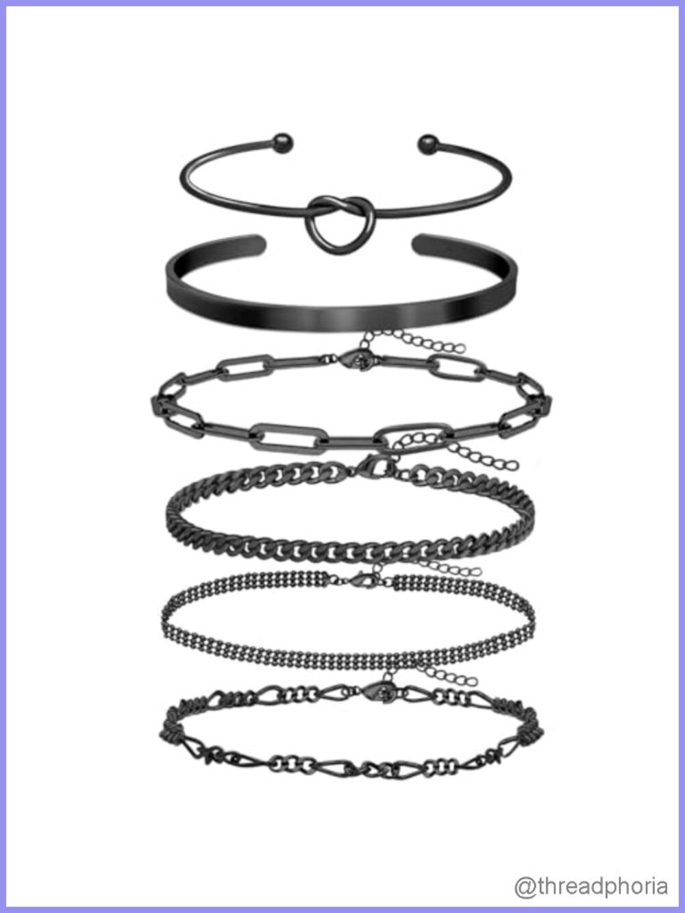 Y2K Grunge 6-Piece Bracelet Set Punk Chain & Studded Cuffs with Pendants